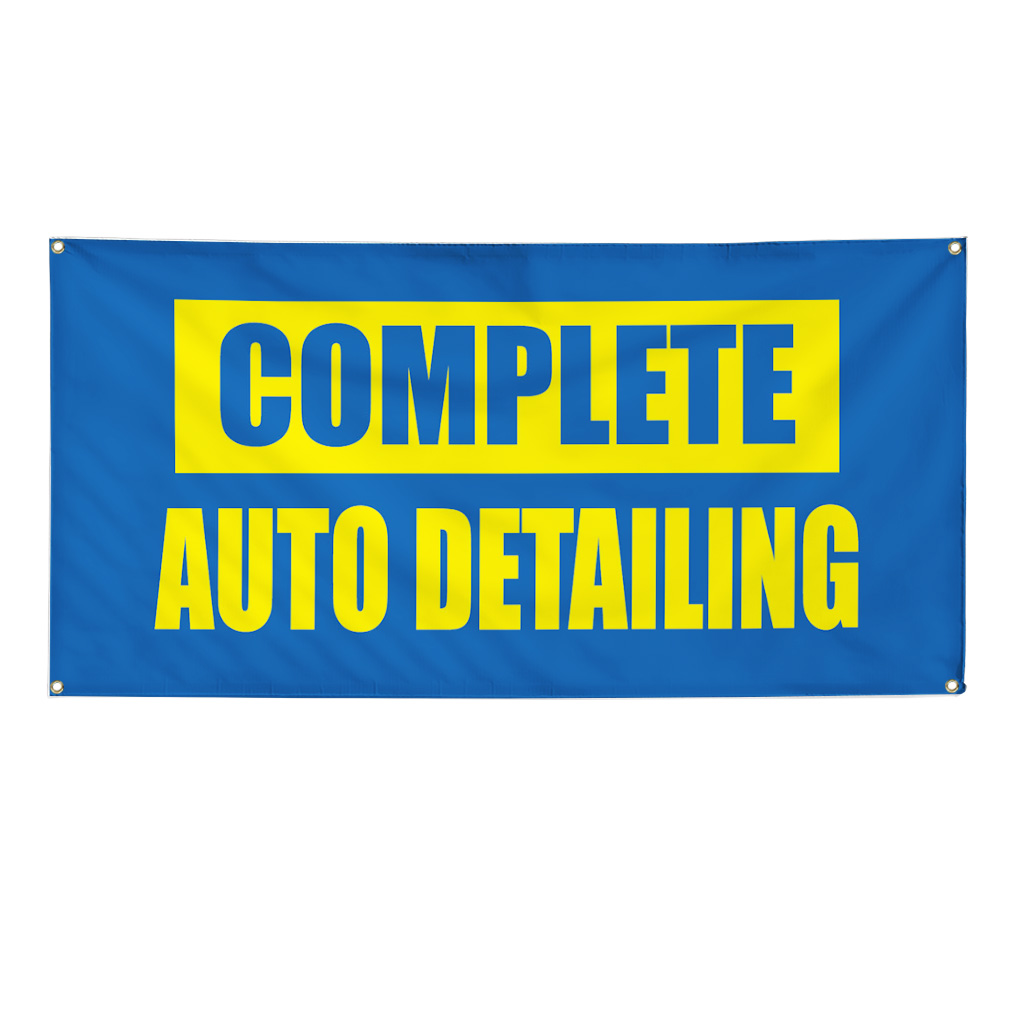 COMPLETE AUTO DETAILING Business Sign Banner 4 feet x 2 feet /w 4