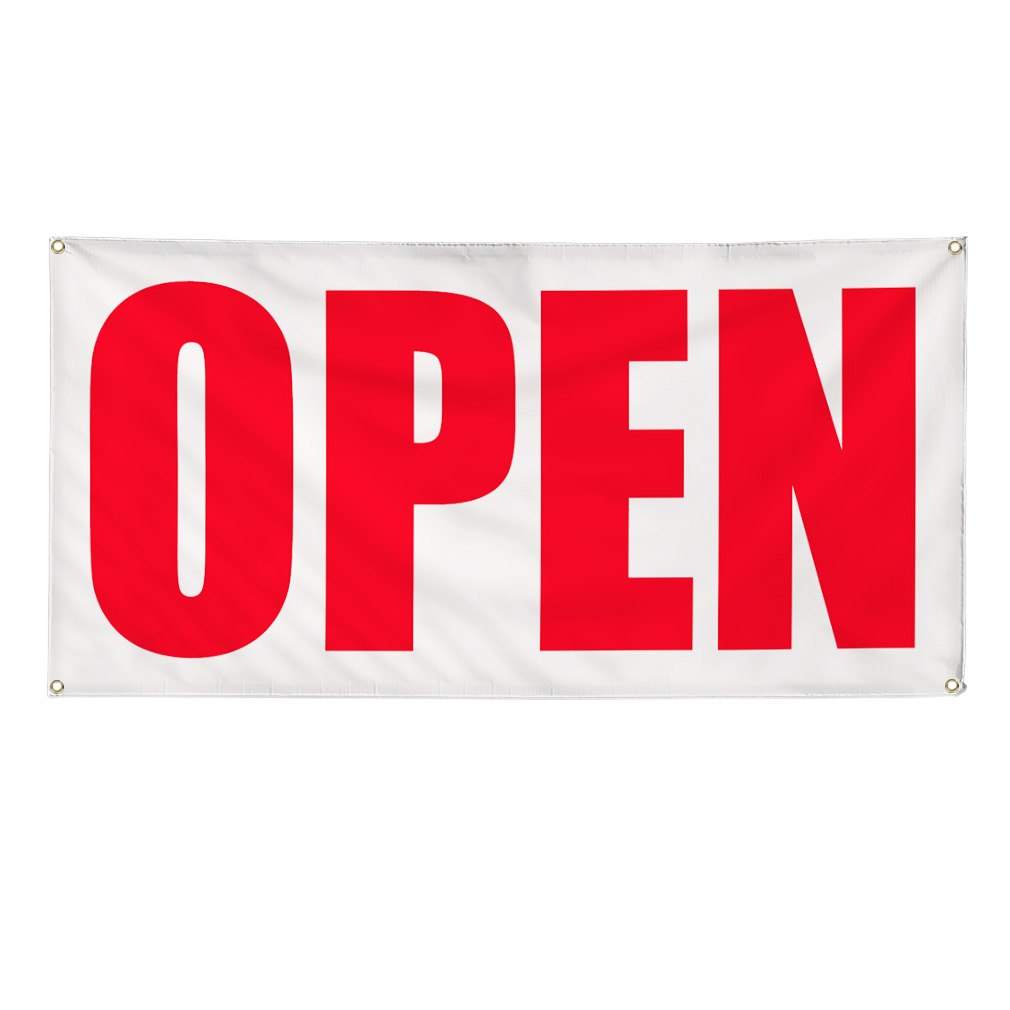 OPEN RED Business Sign Banner 4 feet x 2 feet /w 4 Grommets | eBay