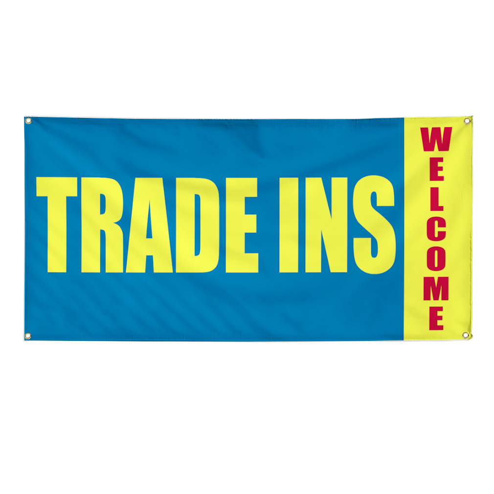 TRADE INS Promotion Business Sign Banner 4' x 2' w/ 4 Grommets