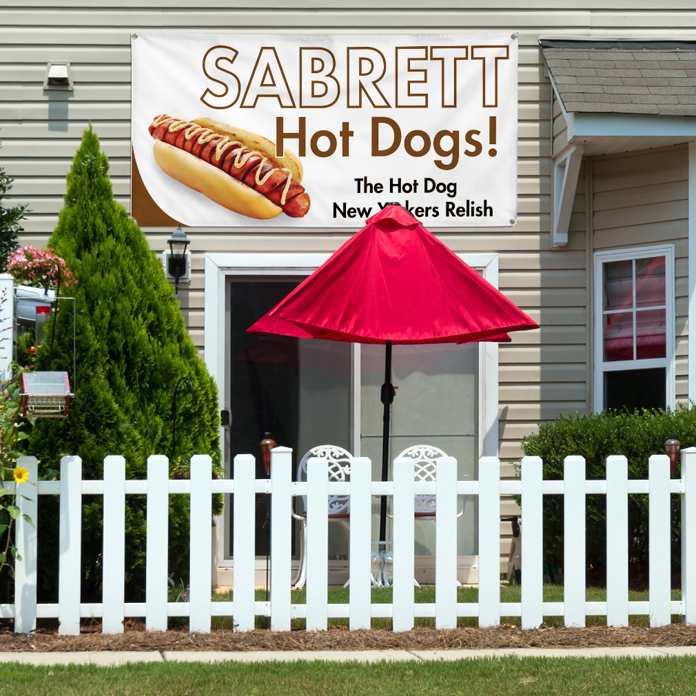 Vinyl Banner Sign Sabrett Hot Dogs New Yorkers Relish Marketing