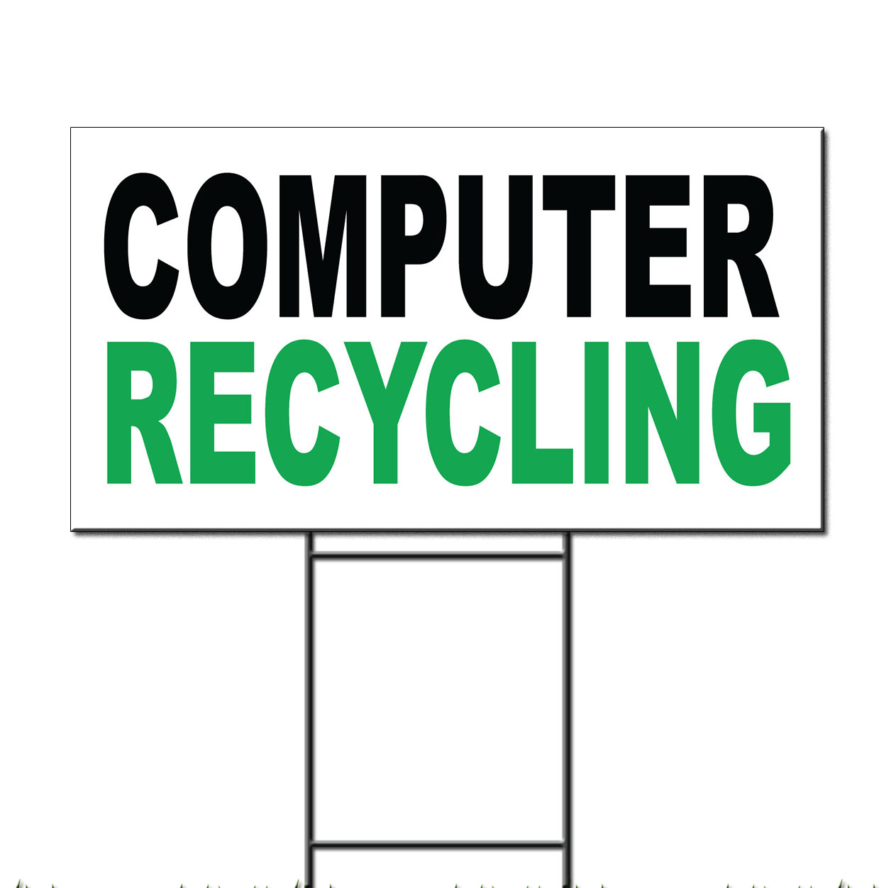 Computer Recycling Black Green Corrugated Plastic Yard Sign /Free