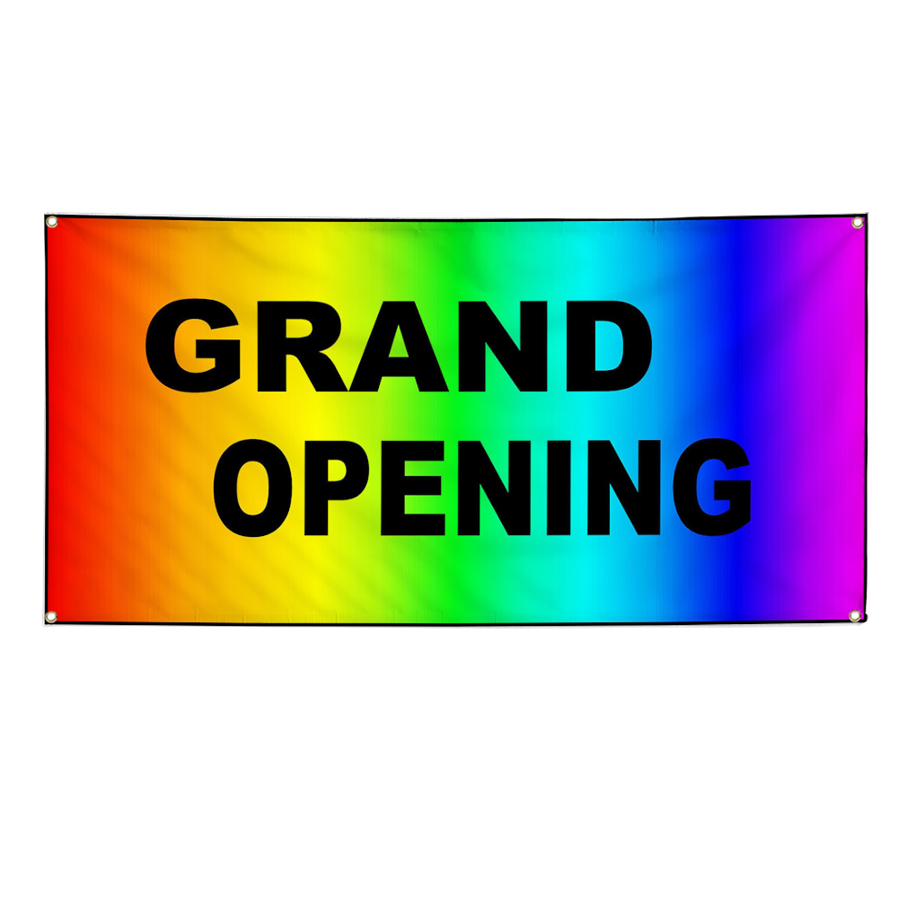 Grand Opening Rainbow New Business Vinyl Banner Sign W/ Grommets 2 ft x