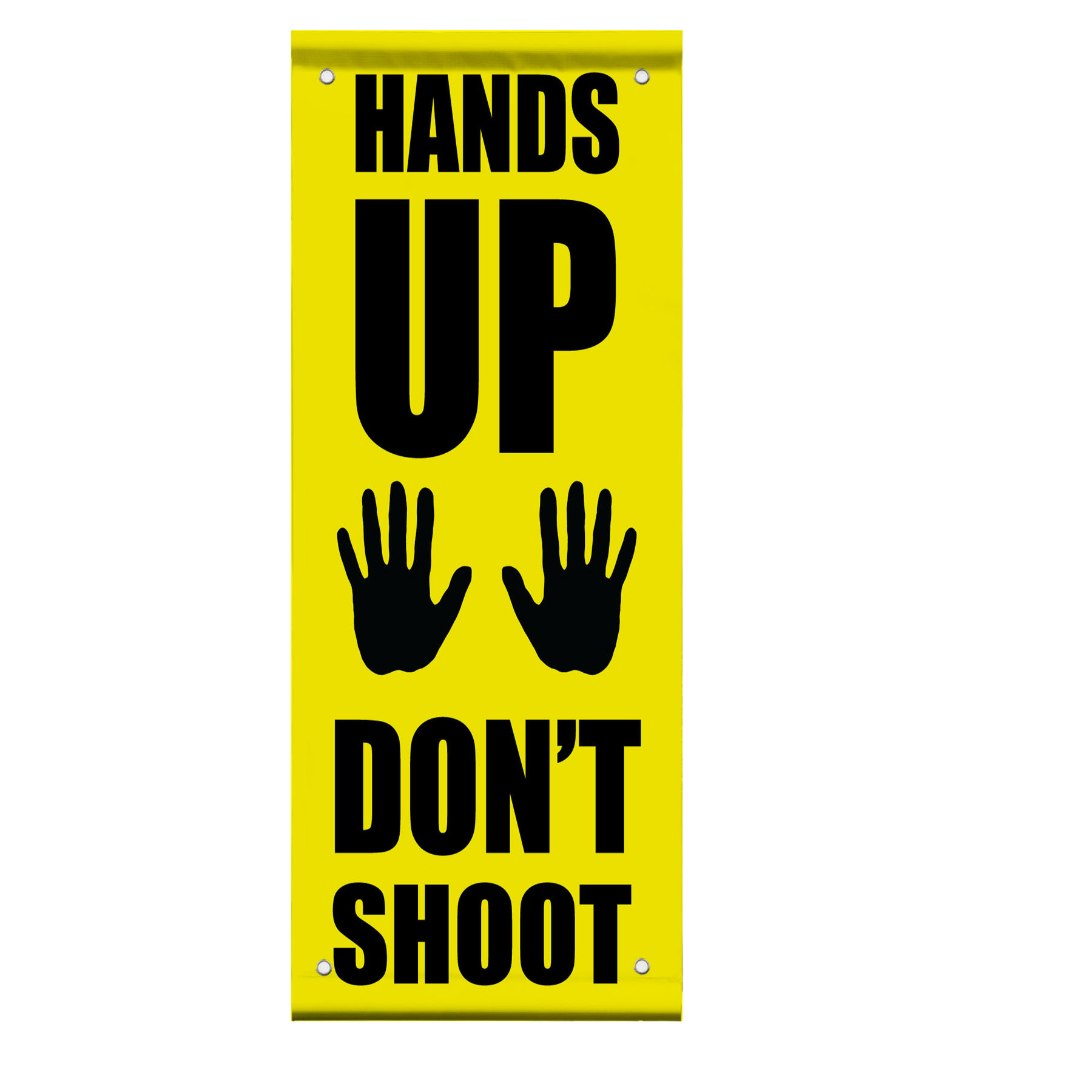 Hands Up Don'T Shoot Yellow Double Sided Vertical Pole Banner Sign