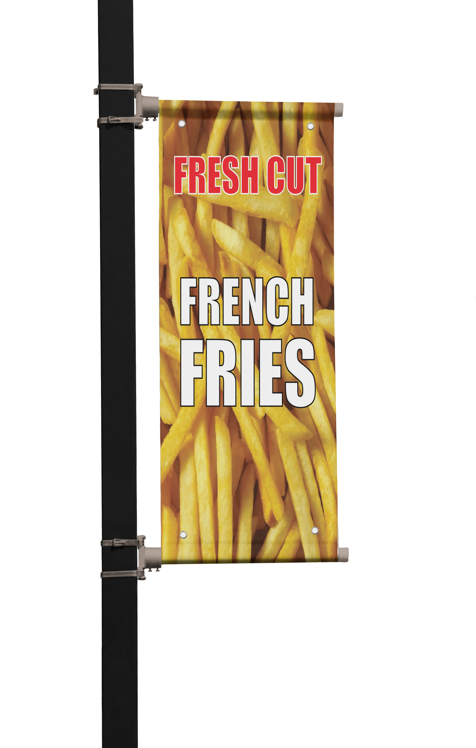 Fresh Cut French Fries Caf? Restaurant Bar Double Sided Pole Banner Sign