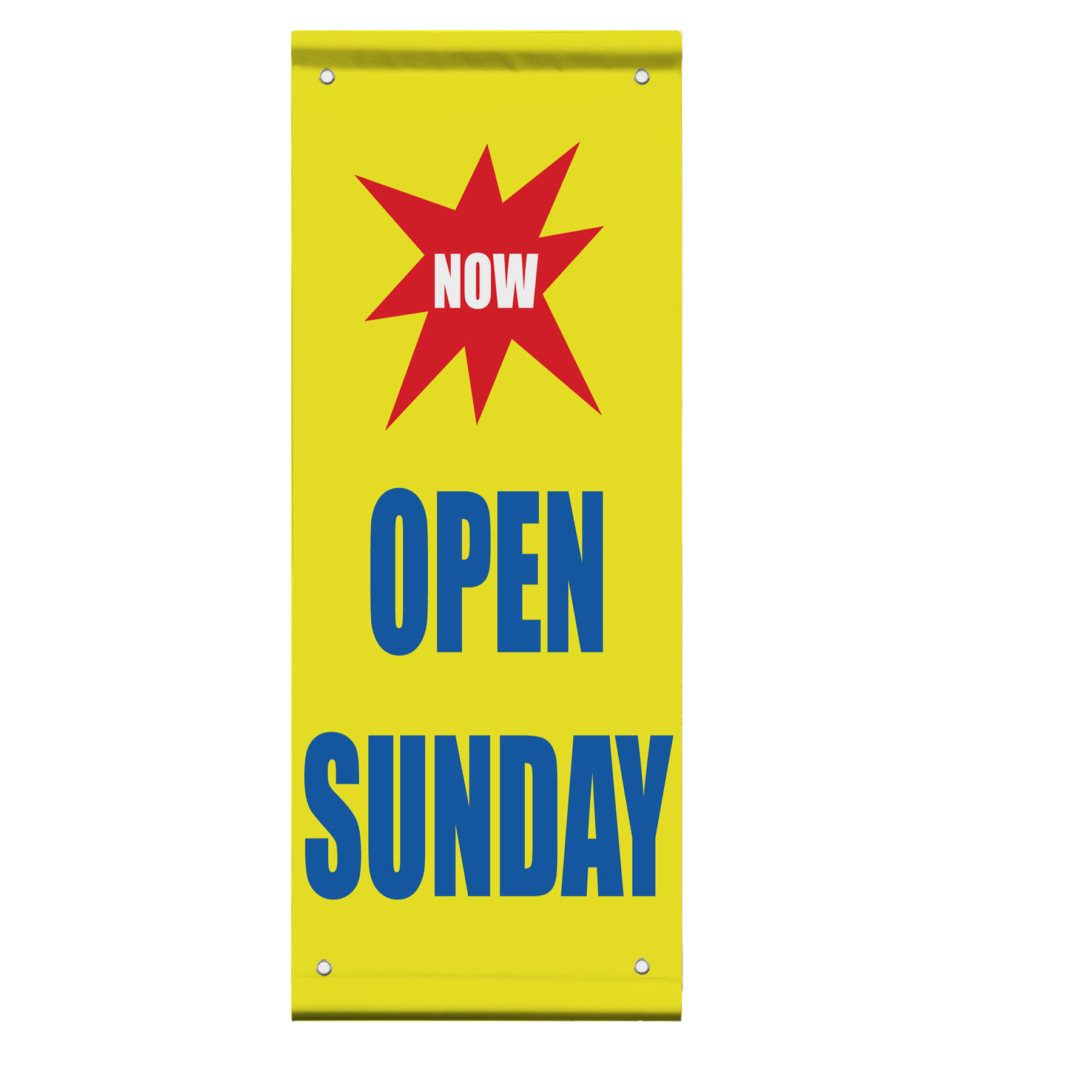 Now Open Sunday Business Double Sided Vertical Pole Banner Sign
