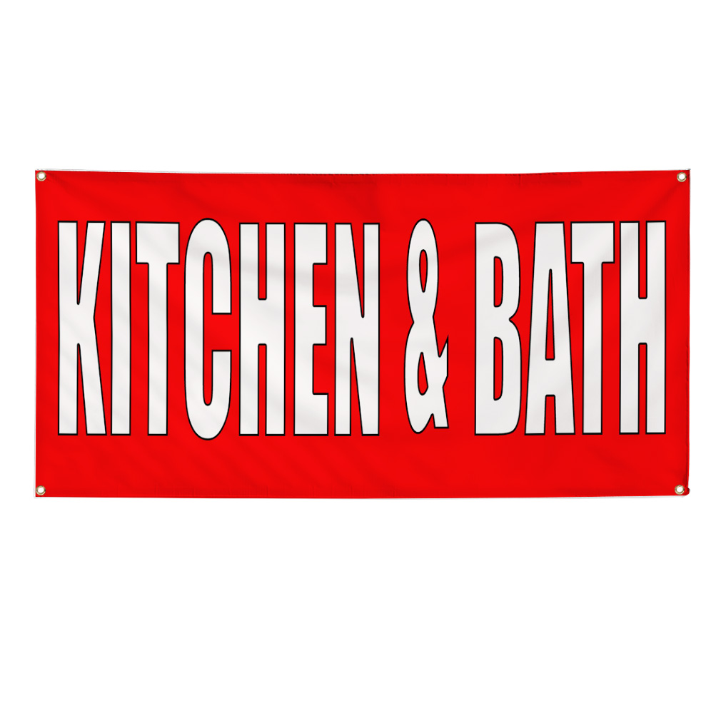 Vinyl Banner Multiple Options Kitchen & Bath Red Home Remodeling Business