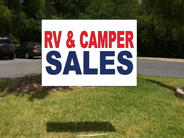 Rv & Camper Sales Red Blue Corrugated Plastic Yard Sign
