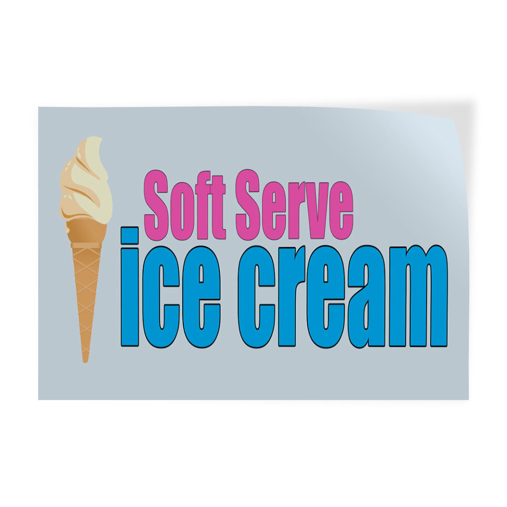 Decal Stickers Soft Serve Ice Cream Food Fair Promotion Vinyl Store Sign Label