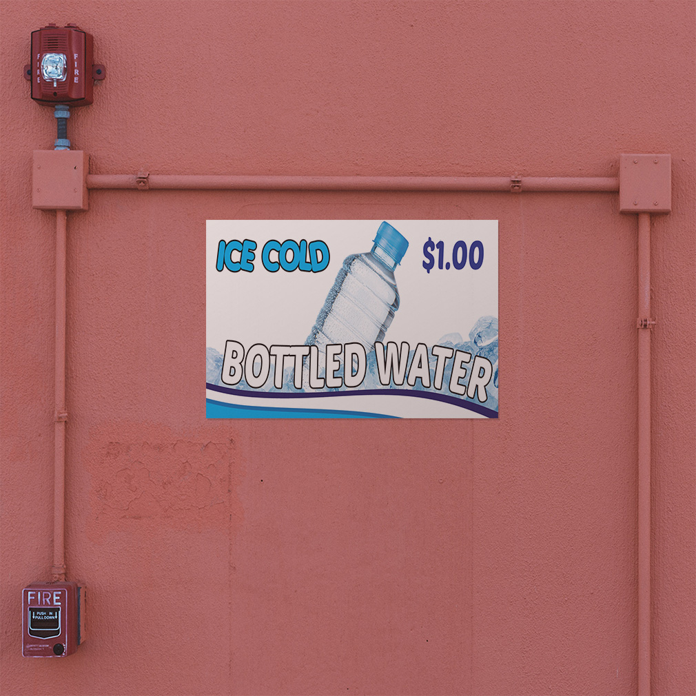 Decal Stickers Ice Cold $ 1.00 Bottled Water Vinyl Store Sign Label | eBay