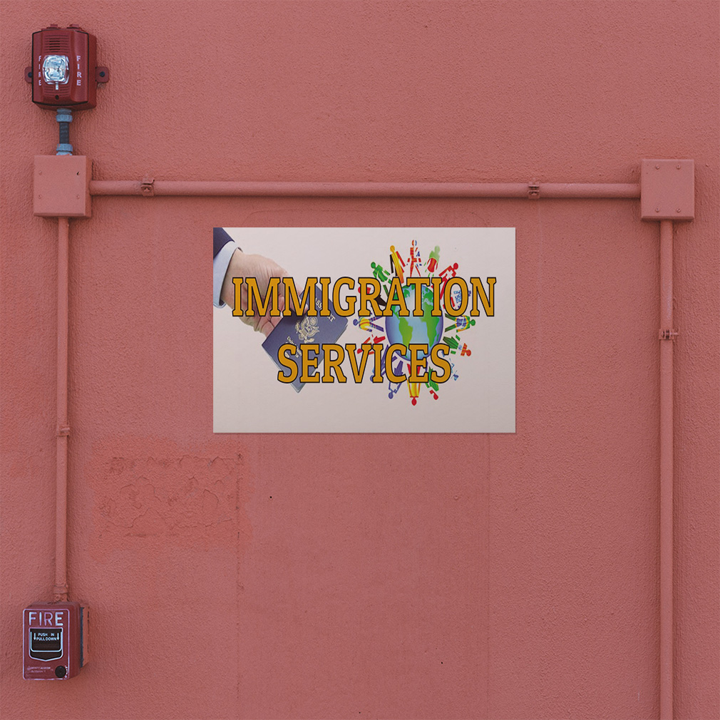 Decal Stickers Immigration Services Red Blue Vinyl Store Sign Label ...