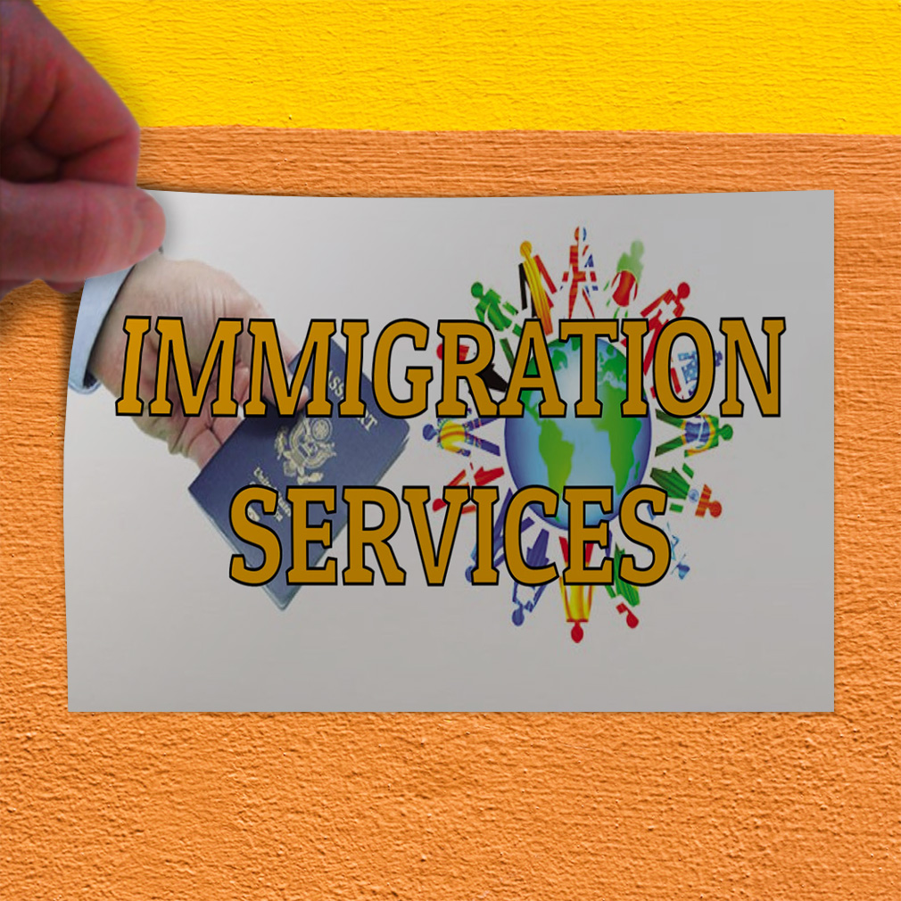 Decal Stickers Immigration Services Red Blue Vinyl Store Sign Label ...