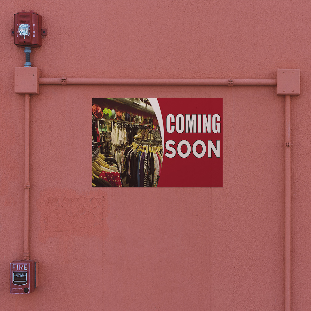 Decal Stickers Resale Shop Coming Soon Red Blue Vinyl Store Sign Label